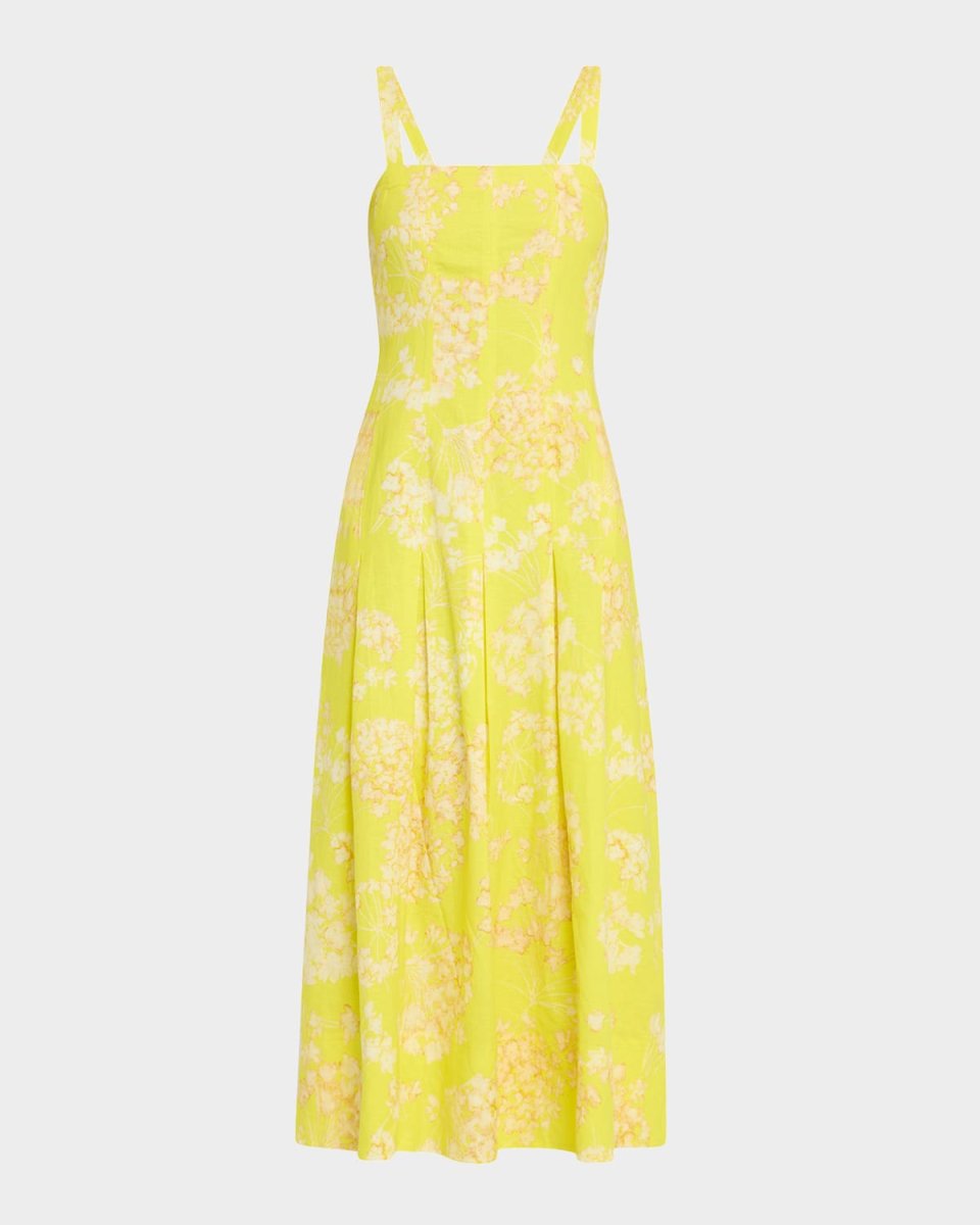 Dixon Pleated Floral-Print Midi Dress